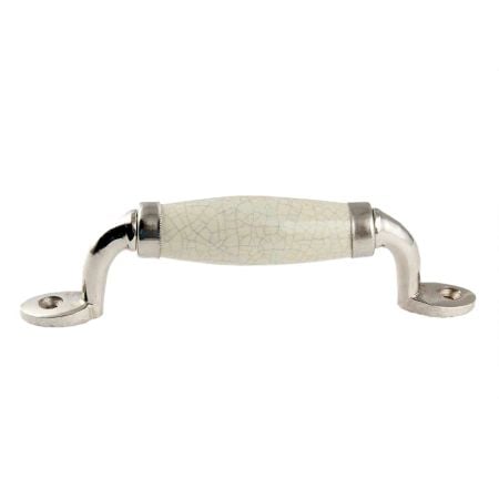 Cream Crackle Small Ceramic Silver Door Handles